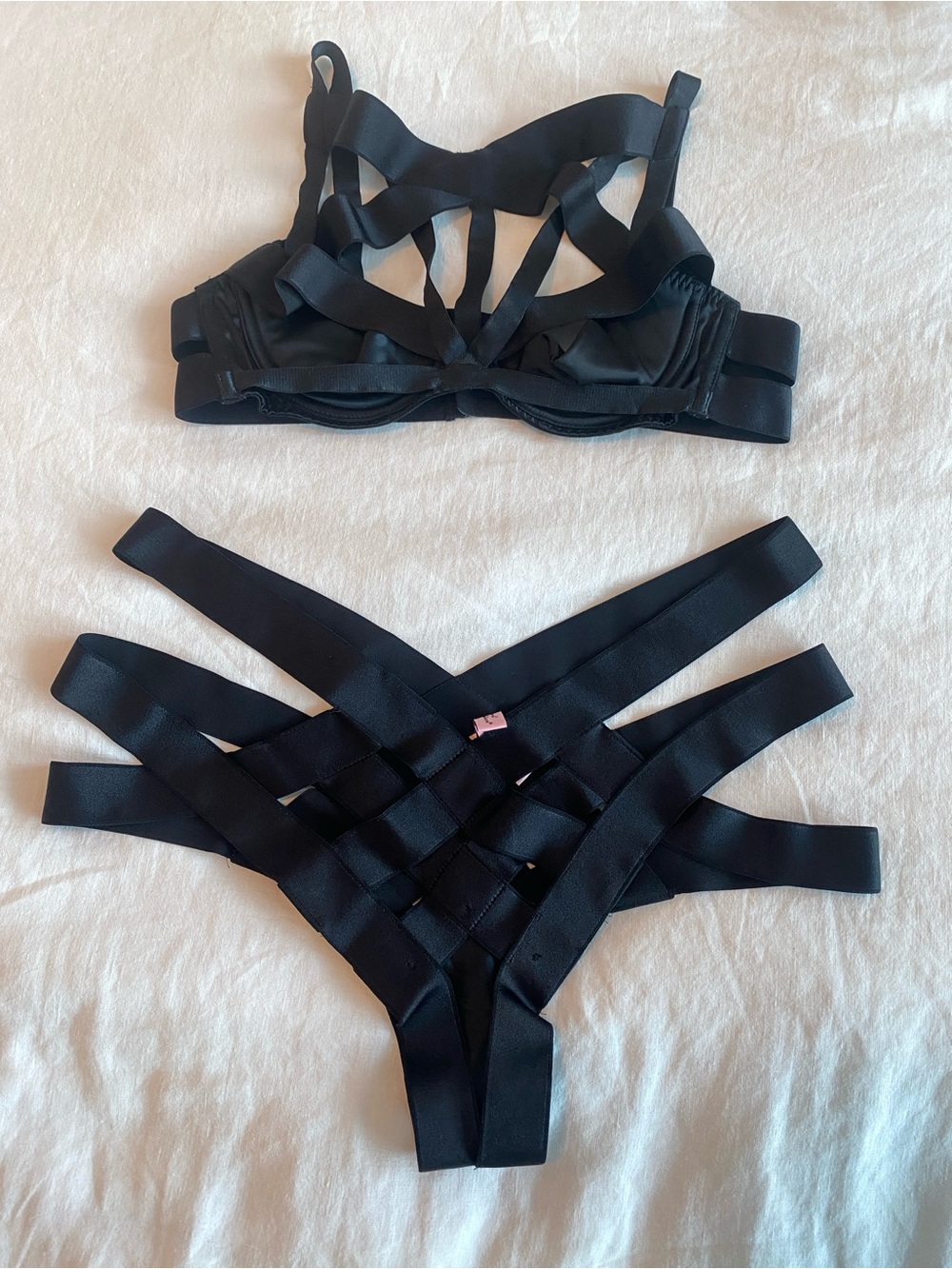 Agent Provocateur Black Strappy Bra & Panty Set